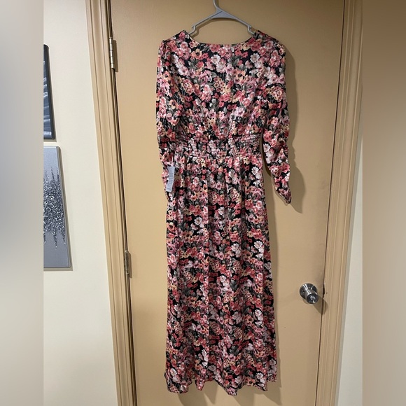 NWT NSR Pink and Black Floral Long Sleeve Dress - Picture 4 of 4
